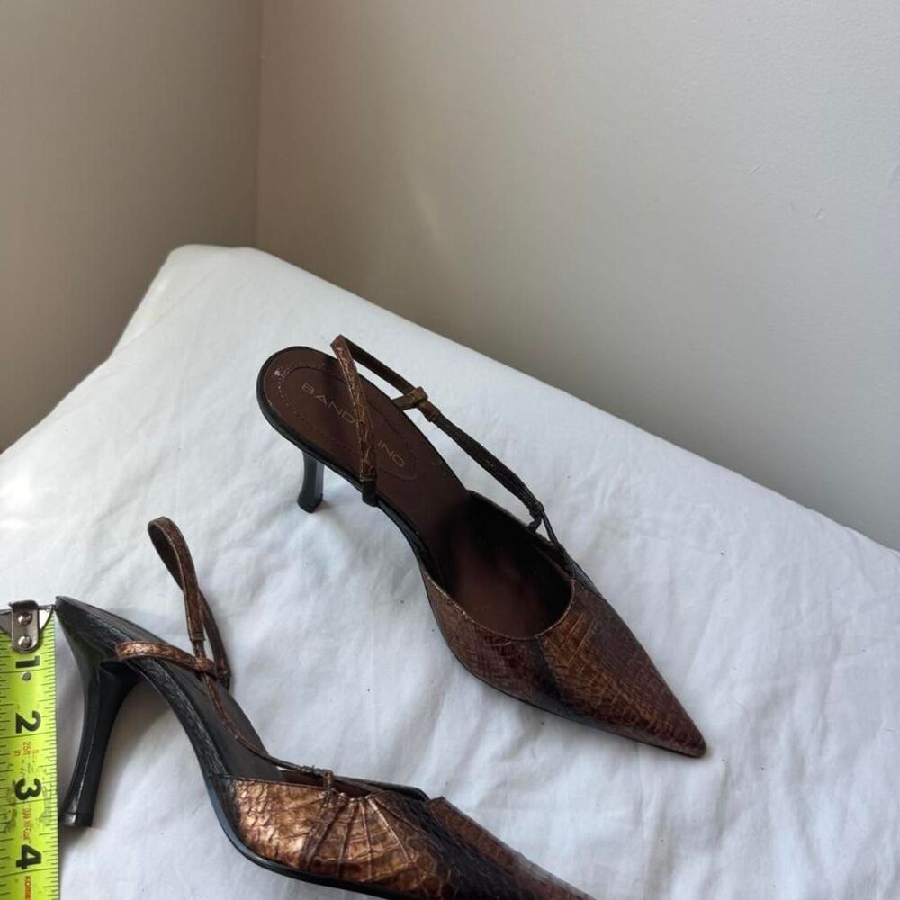 Y2K Vintage Bandolino Bronze Croc Slingback Heels Size 7 - Picture 4 of 7